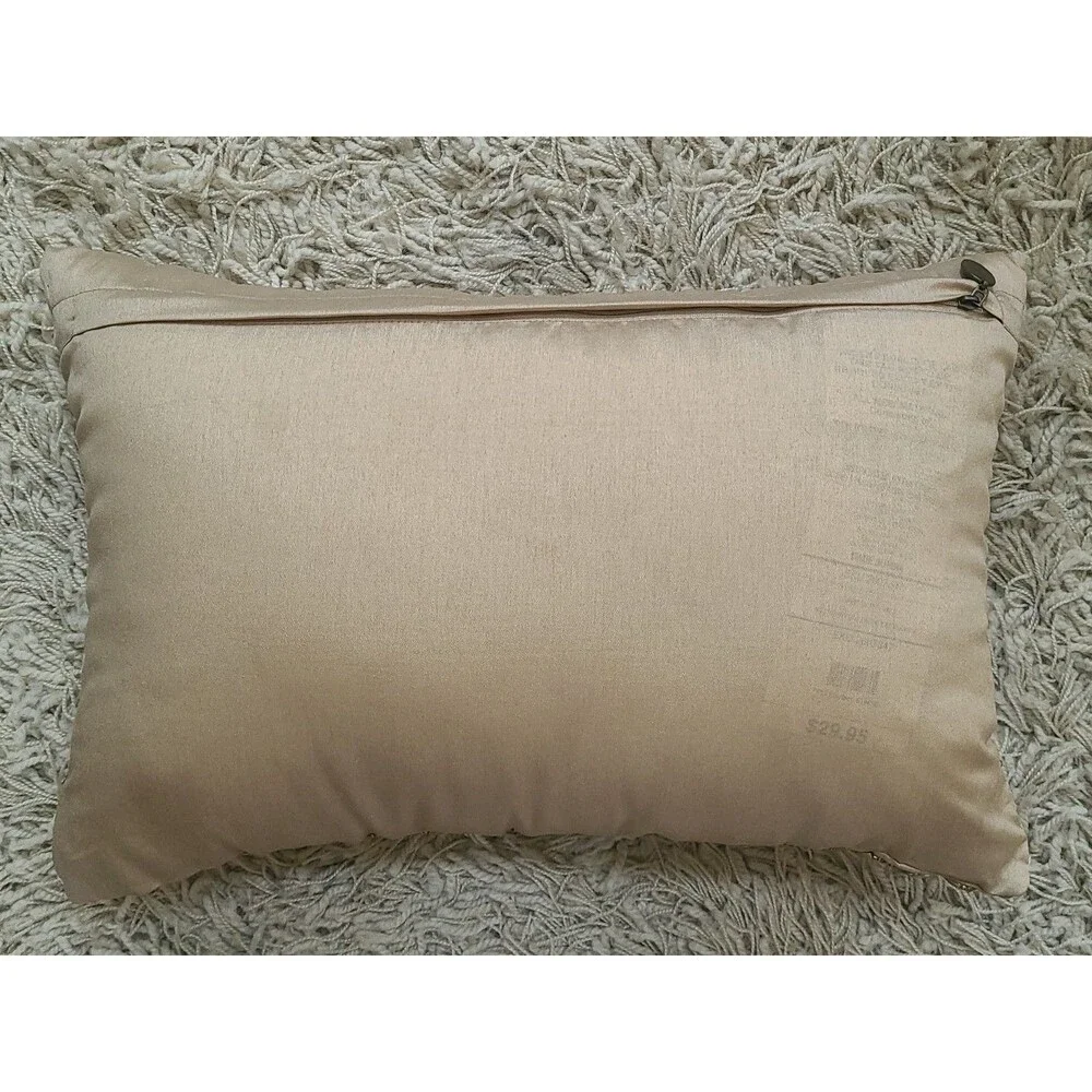 Pier 1 Gold Beaded Lattice Elegant Throw Decorative Pillow 18